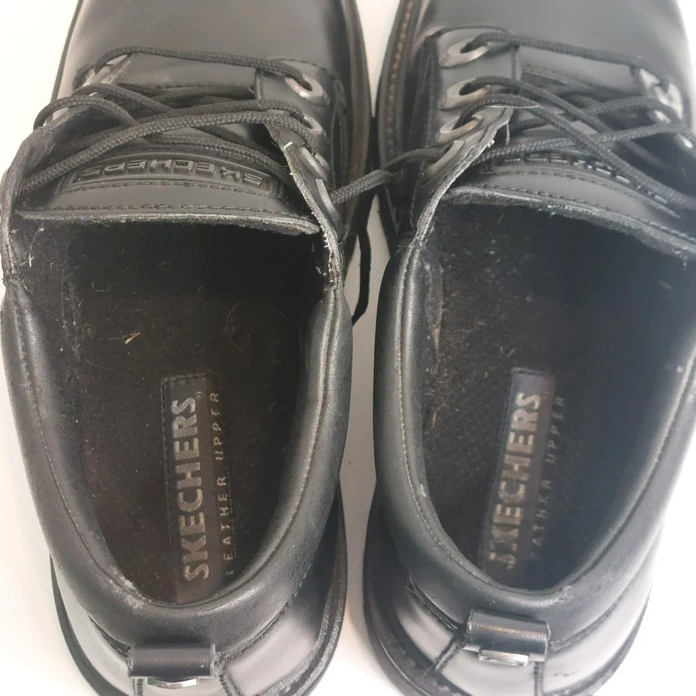 Skechers Leather Upper Black Oxford Shoes Men's Size 9.5 w/ Original Box